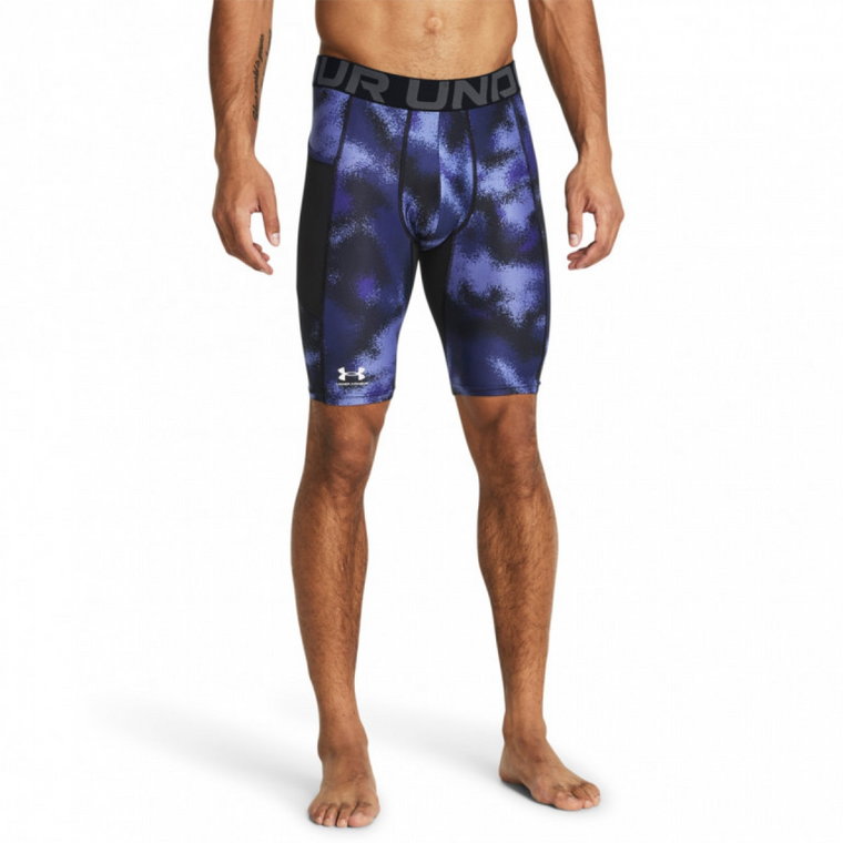 Męskie legginsy krótkie treningowe Under Armour UA HG Armour Printed Lg Sts - niebieskie