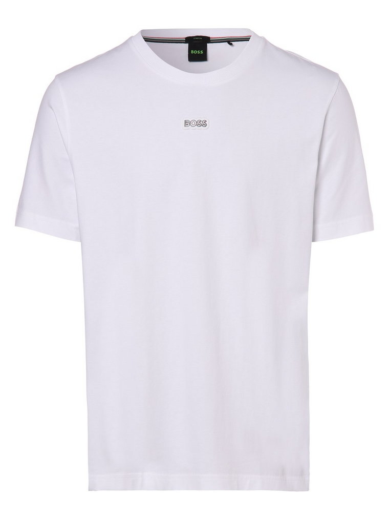 BOSS Green - T-shirt męski  Tee Tape, biały