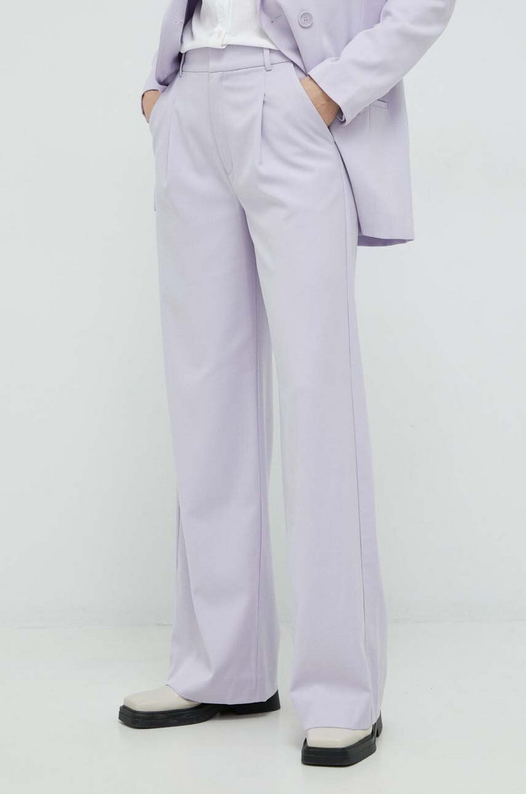 Gestuz spodnie PaulaGZ damskie kolor fioletowy szerokie high waist 10906861