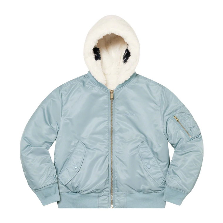 Odwrotna Faux Fur Ma-1 Kurtka Light Blue Supreme