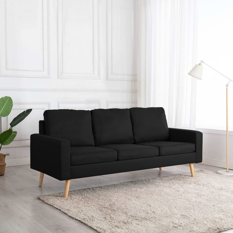 3-osobowa sofa, czarna, tapicerowana tkaniną