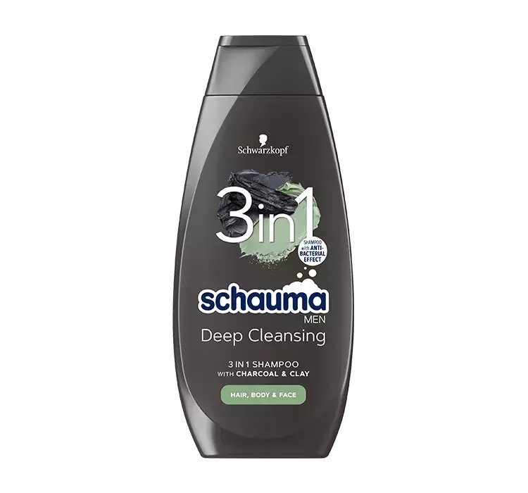 SCHAUMA MEN DEEP CLEANSING SZAMPON DO MYCIA WŁOSÓW TWARZY I CIAŁA 3W1 400ML