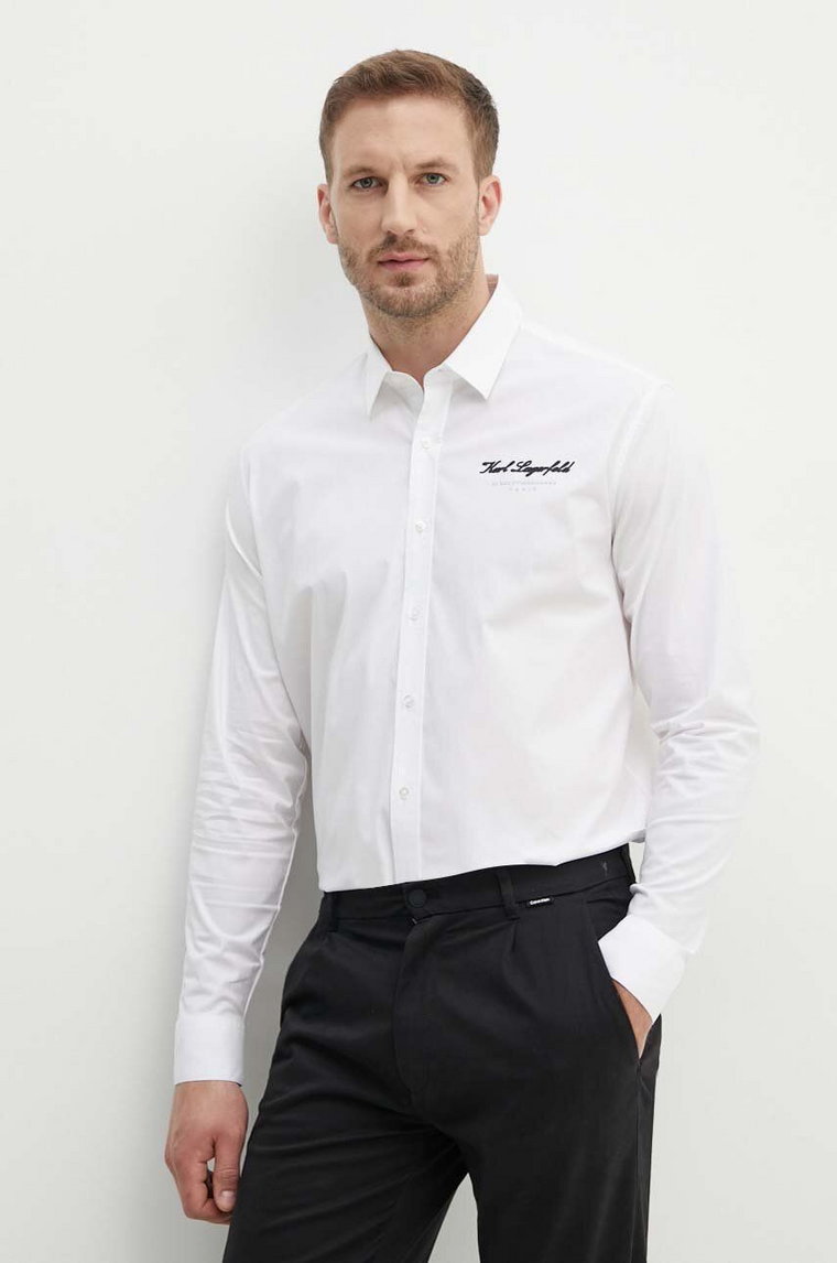 Karl Lagerfeld koszula męska kolor biały regular z kołnierzykiem klasycznym