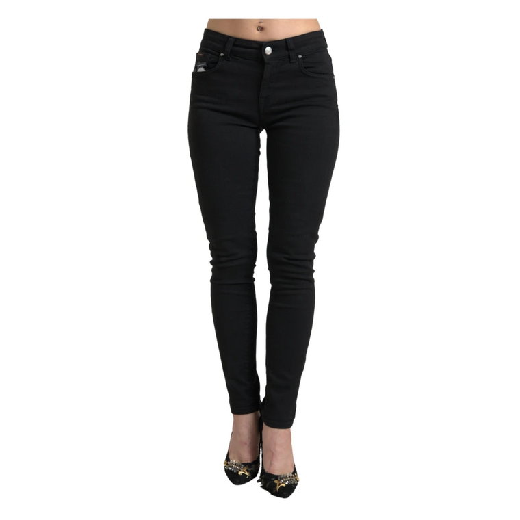 Czarne Bawełniane Jeansy o Średnim Stanie Skinny Dolce & Gabbana