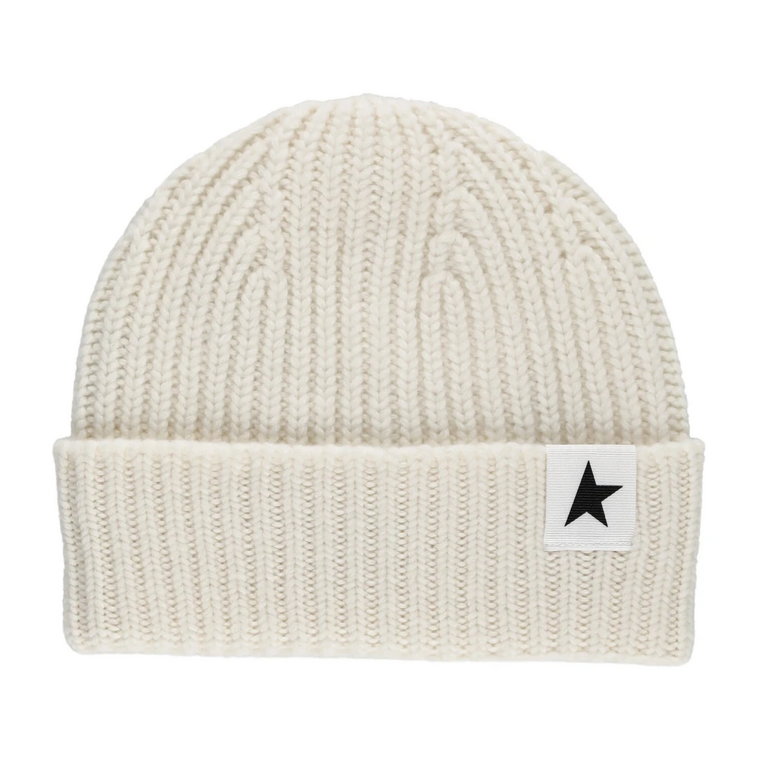 Ivory wełniana czapka beanie z ikoniczną gwiazdą Golden Goose