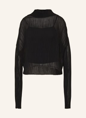 mm6 Maison Margiela Bluzka Sheer Z Plisami schwarz