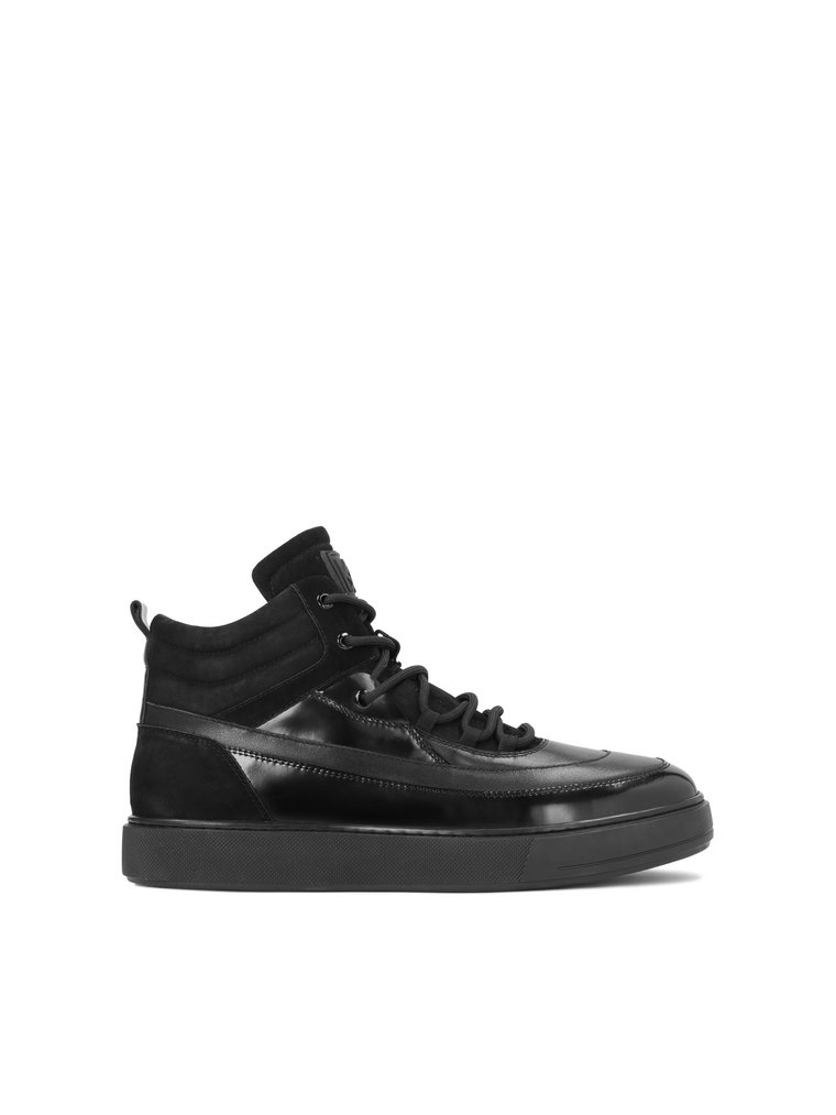 Czarne skórzane sneakersy męskie w nowoczesnym stylu
