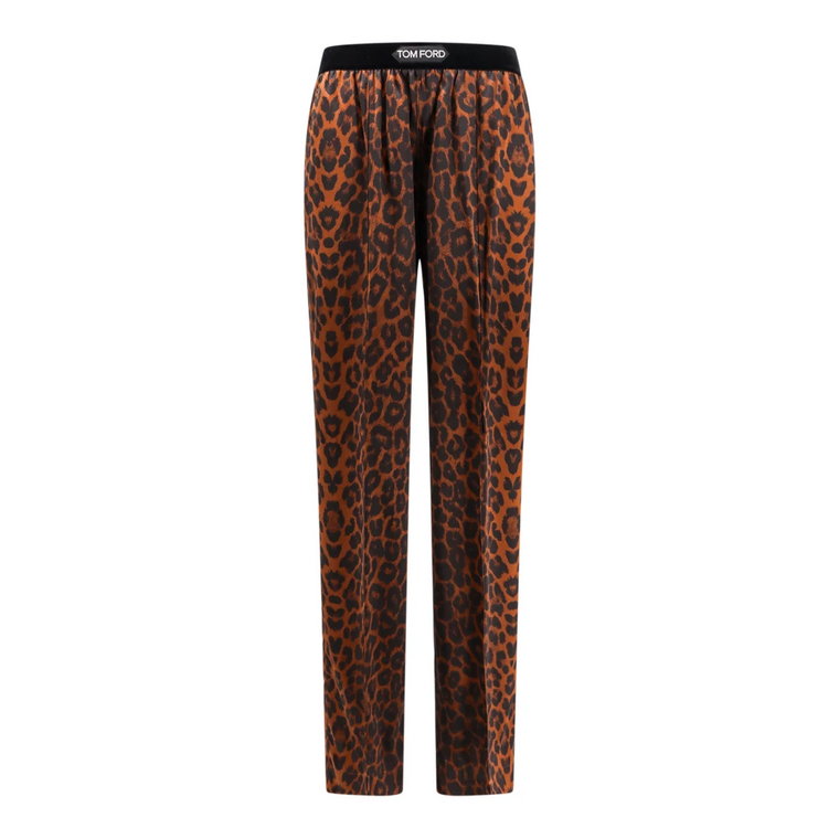 Spodnie Pajama w Stylu Leoparda z Jedwabiu Satygo Tom Ford