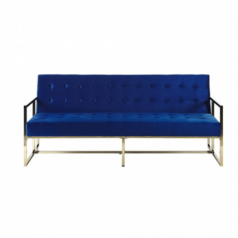 Sofa rozkładana welurowa niebieska MARSTAL kod: 4251682258388