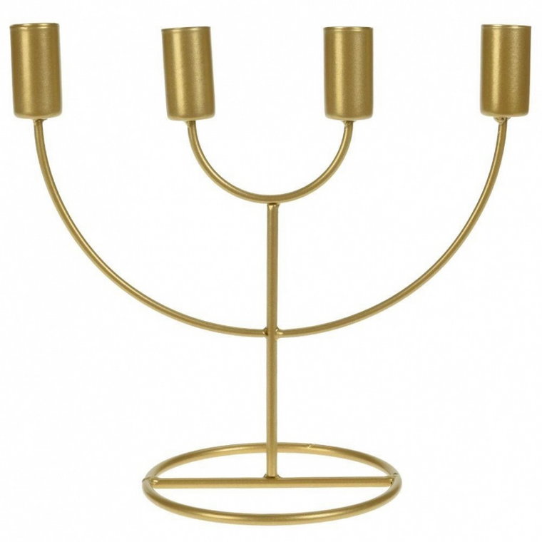 świecznik czteroramienny na długie świece metalowy złoty 21,5x12x22 cm kod: O-569505