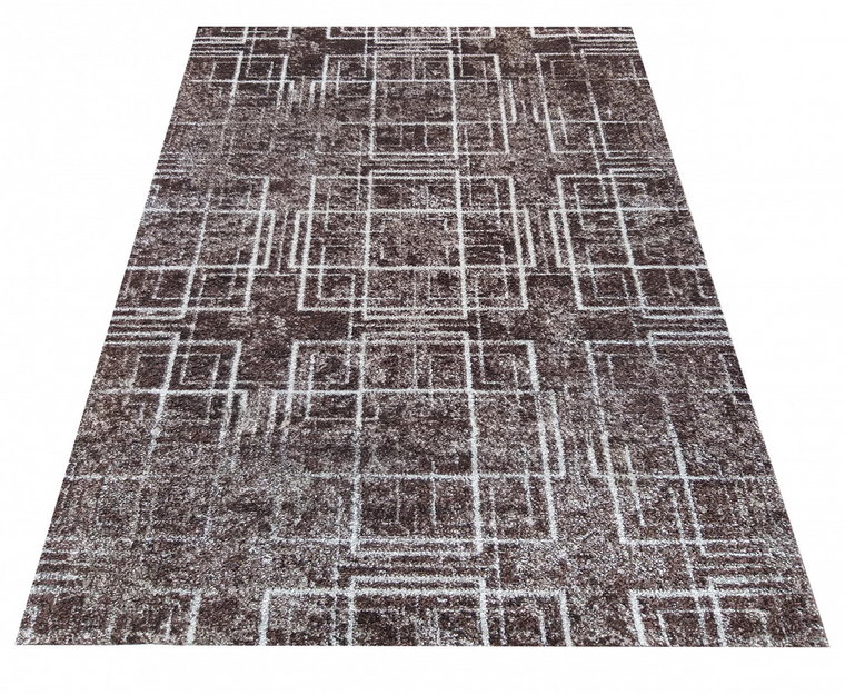 Brązowy dywan w kafelkowy wzór - Vito