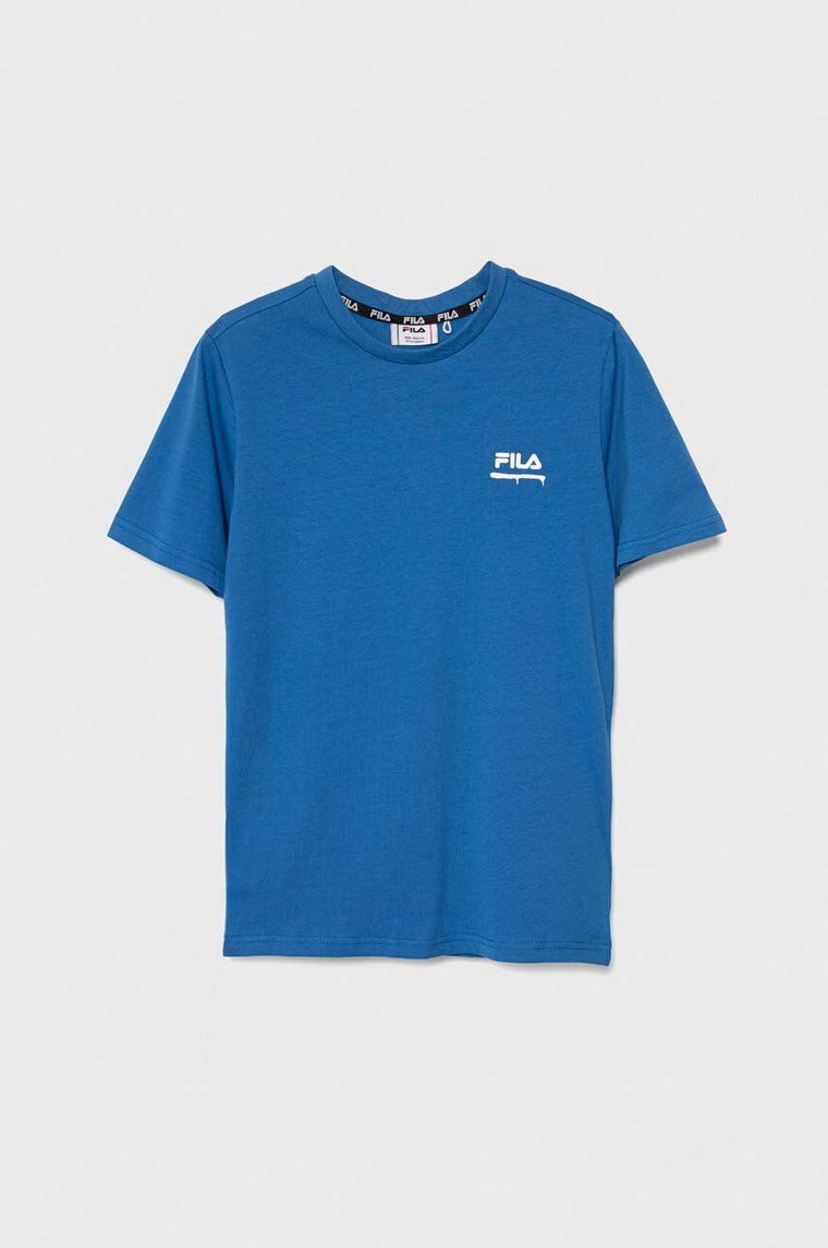 Fila t-shirt bawełniany dziecięcy LEGAU kolor niebieski z nadrukiem