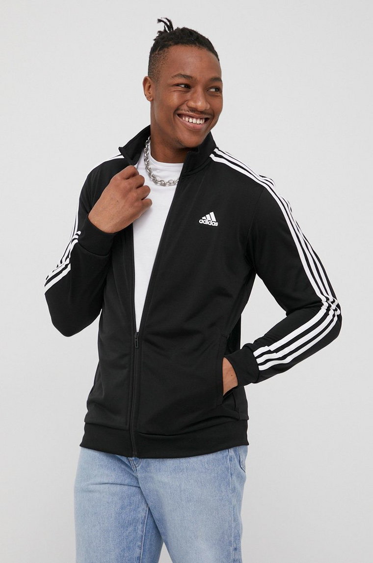 adidas bluza 3-Stripes męska kolor czarny z aplikacją  H46099