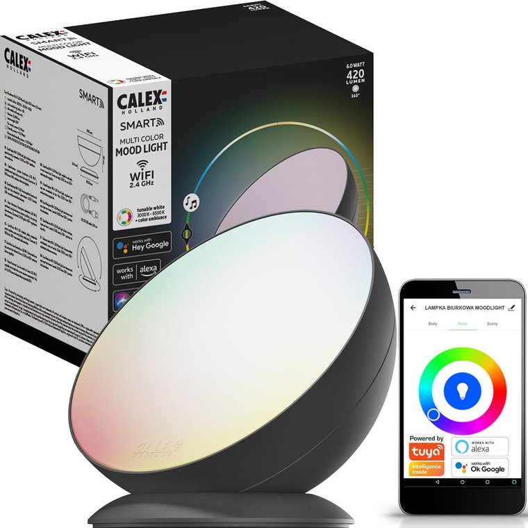 Lampka Led Biurkowa Stołowa Nocna Moodlight Smart Wifi 6W 420Lm Rgb+Cct Tuya Calex