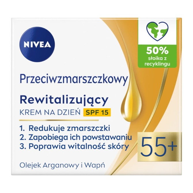 Nivea Przeciwzmarszczkowy + Rewitalizujący krem na dzień SPF15 55+ 50ml