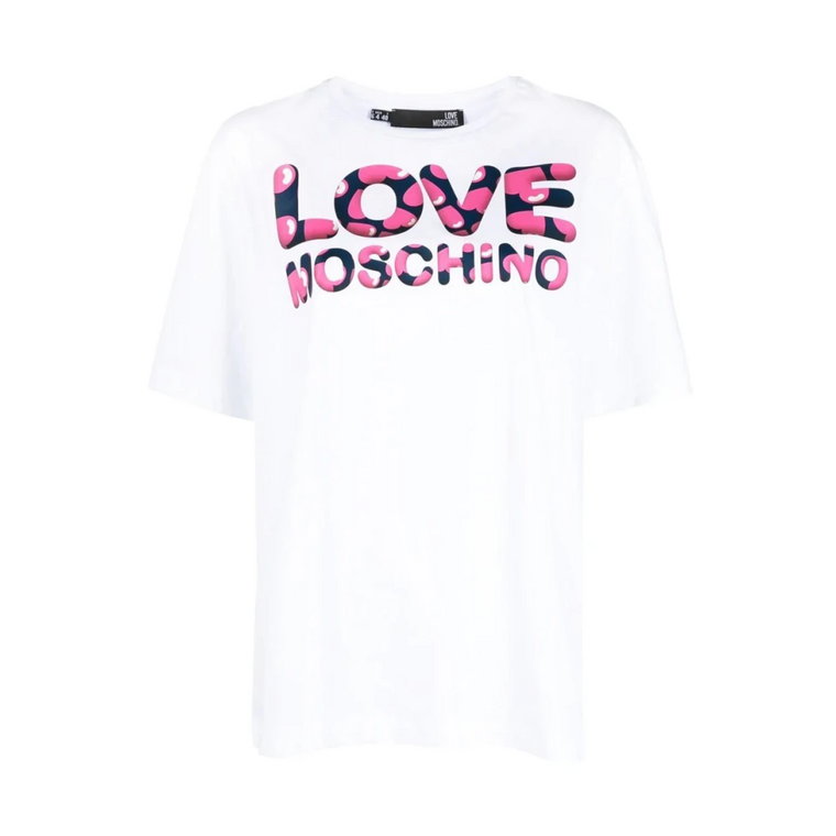 Bawełniana koszulka z nadrukiem serca dla kobiet Love Moschino