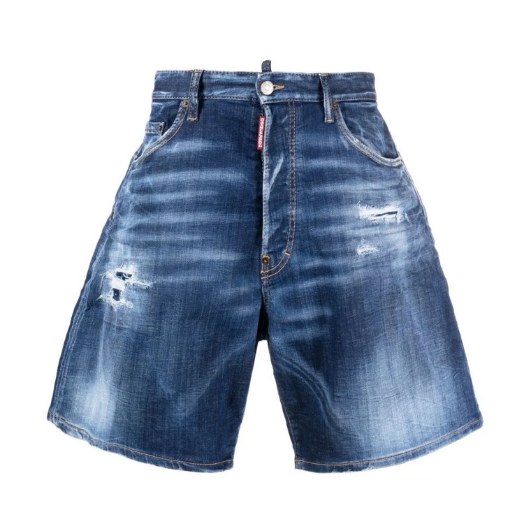 Ocean Blue Zniszczone Szorty z Denimu Dsquared2