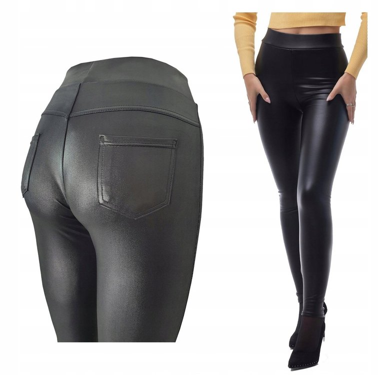 Legginsy Eko Skóra Latex Z Kieszeniami A La Skóra Lateks Leginsy 4Xl/5Xl 1