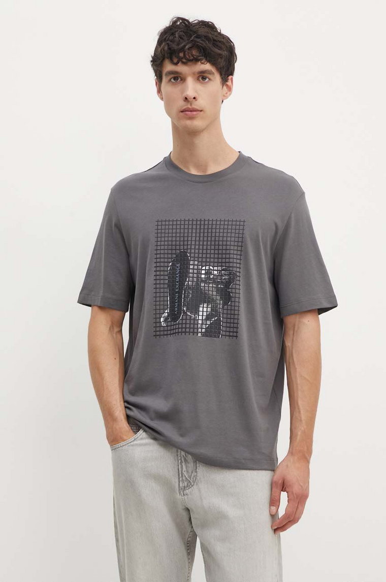 Armani Exchange t-shirt bawełniany męski kolor szary z nadrukiem 6DZTLD ZJ9JZ