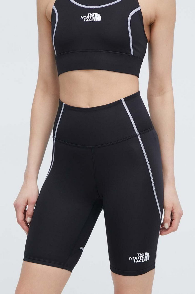 The North Face szorty sportowe Hakuun damskie kolor czarny z nadrukiem high waist NF0A8845JK31