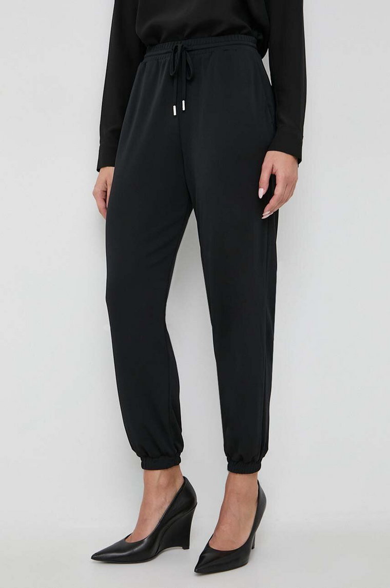 BOSS spodnie wełniane x Alica Schmidt kolor czarny szerokie high waist