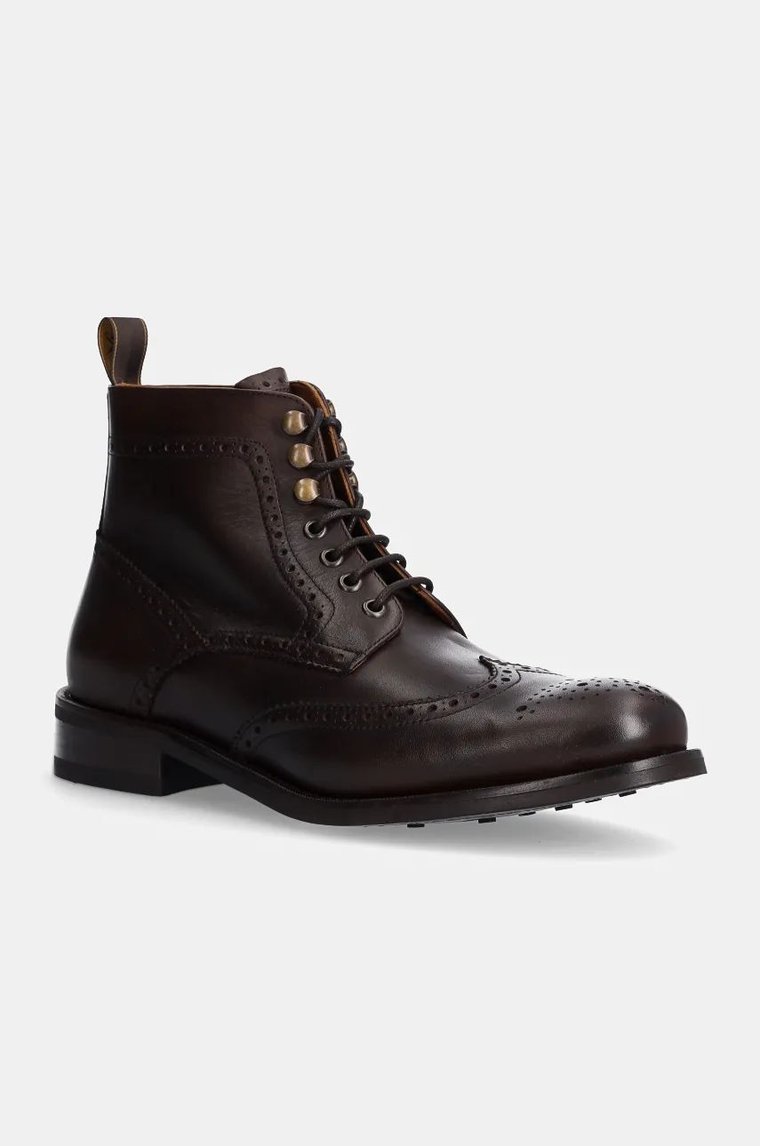 Hackett London buty skórzane JAME BROGUEBOOT męskie kolor brązowy HMS21425