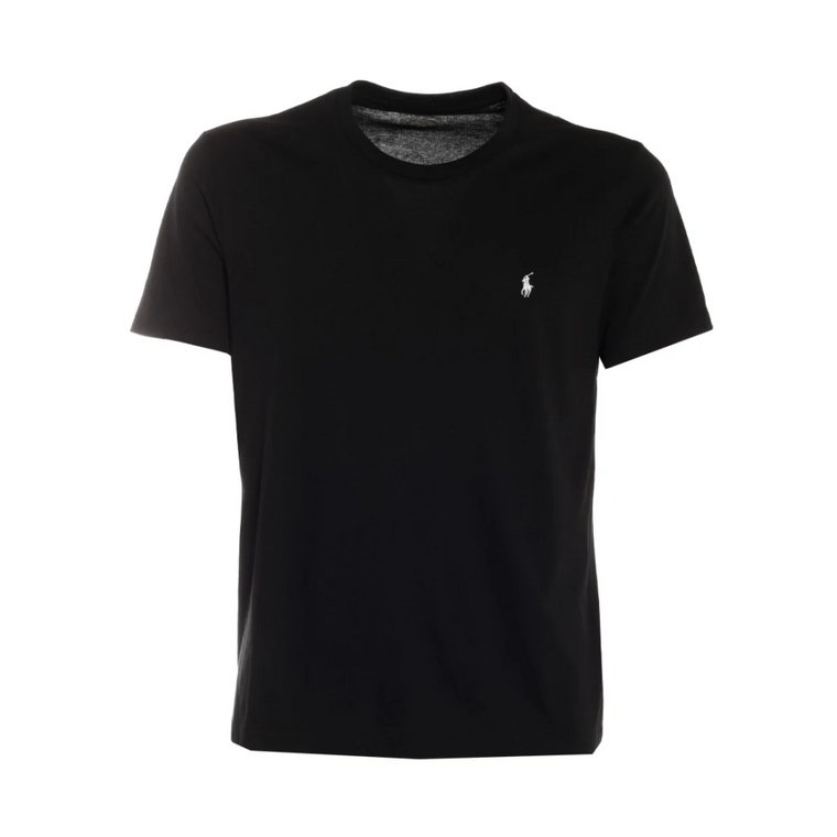 Kultowy Czarny T-shirt z Haftowanym Logo Ralph Lauren