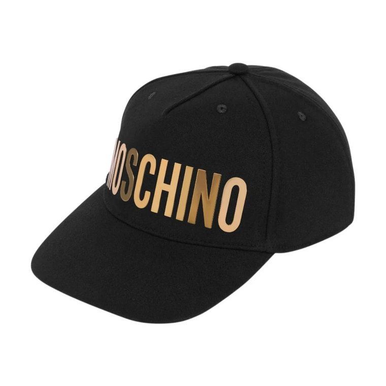 Czarna czapka z daszkiem z logo w zÅoceniu Moschino