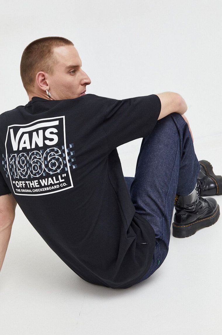 Vans t-shirt bawełniany męski kolor czarny z nadrukiem