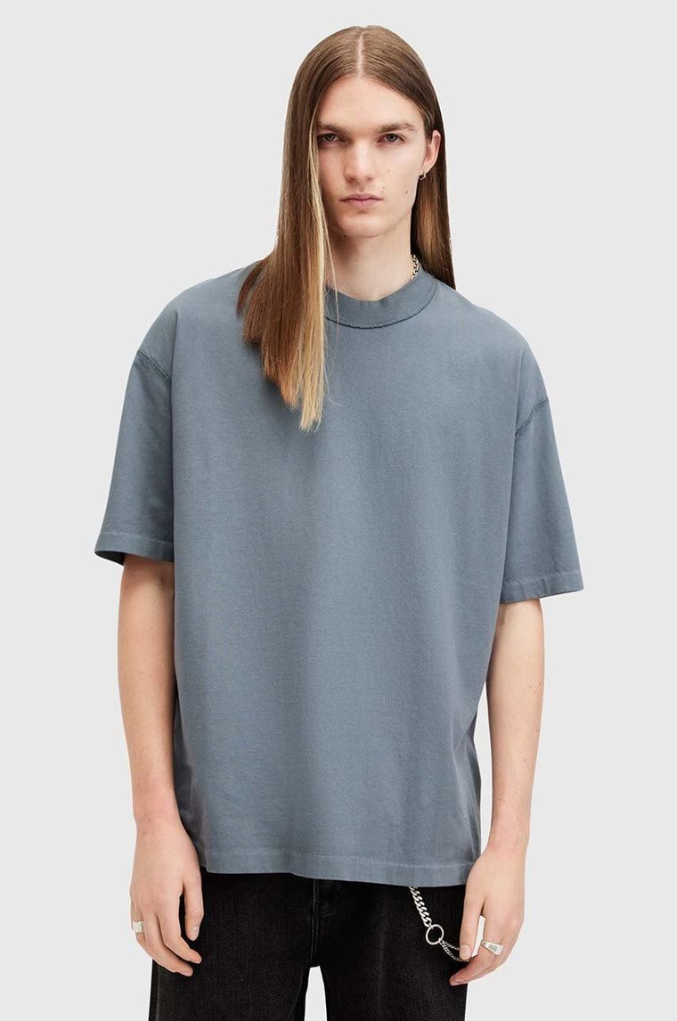 AllSaints t-shirt bawełniany ISAC SS CREW męski kolor niebieski gładki M024JB