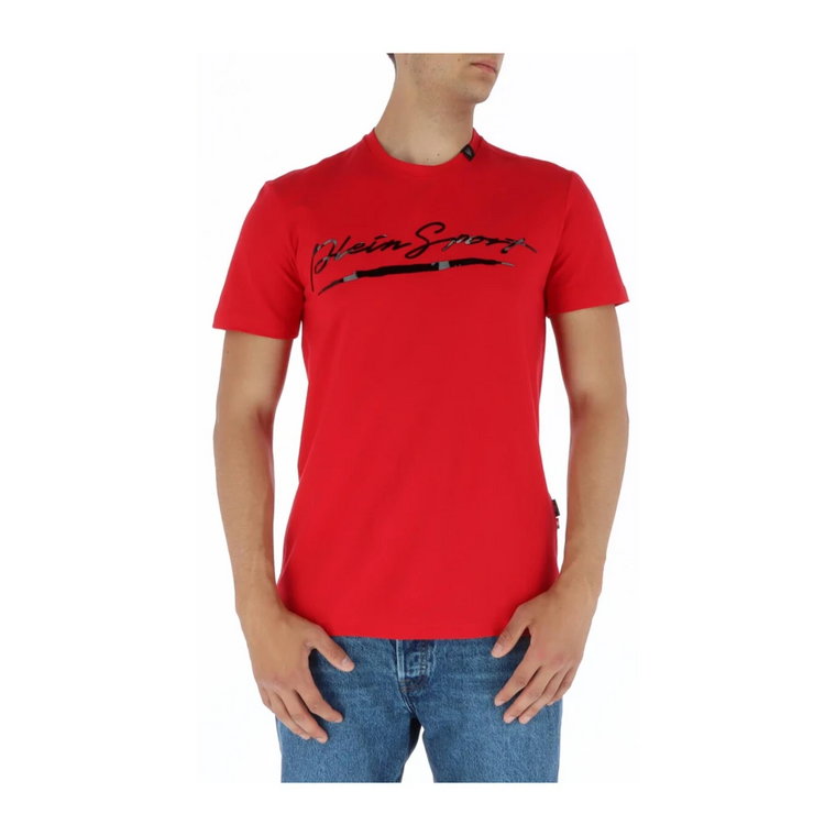 Czerwona Koszulka z Nadrukiem dla Mężczyzn Plein Sport