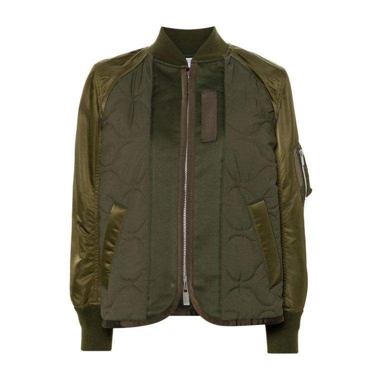 Khaki Olive Nylon Twill Rip Stop Kurtka Sacai