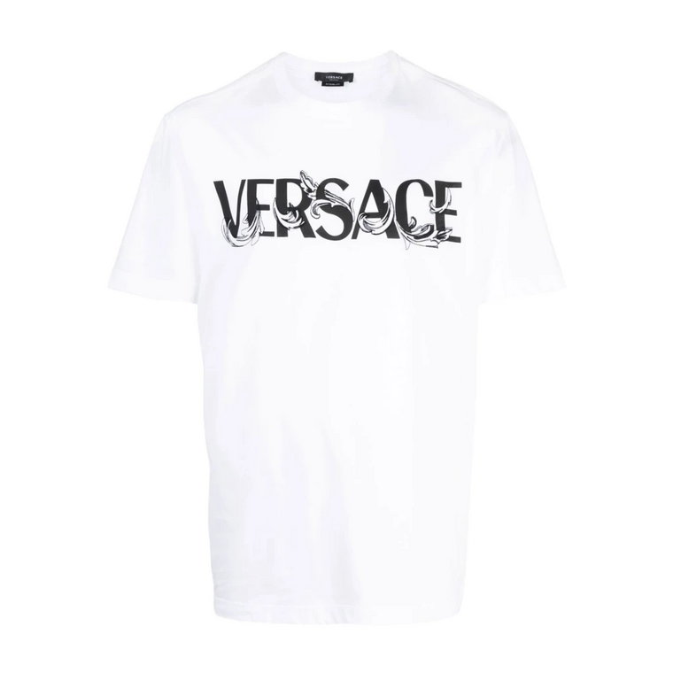 Biały T-shirt i Polo z nadrukiem logo Versace
