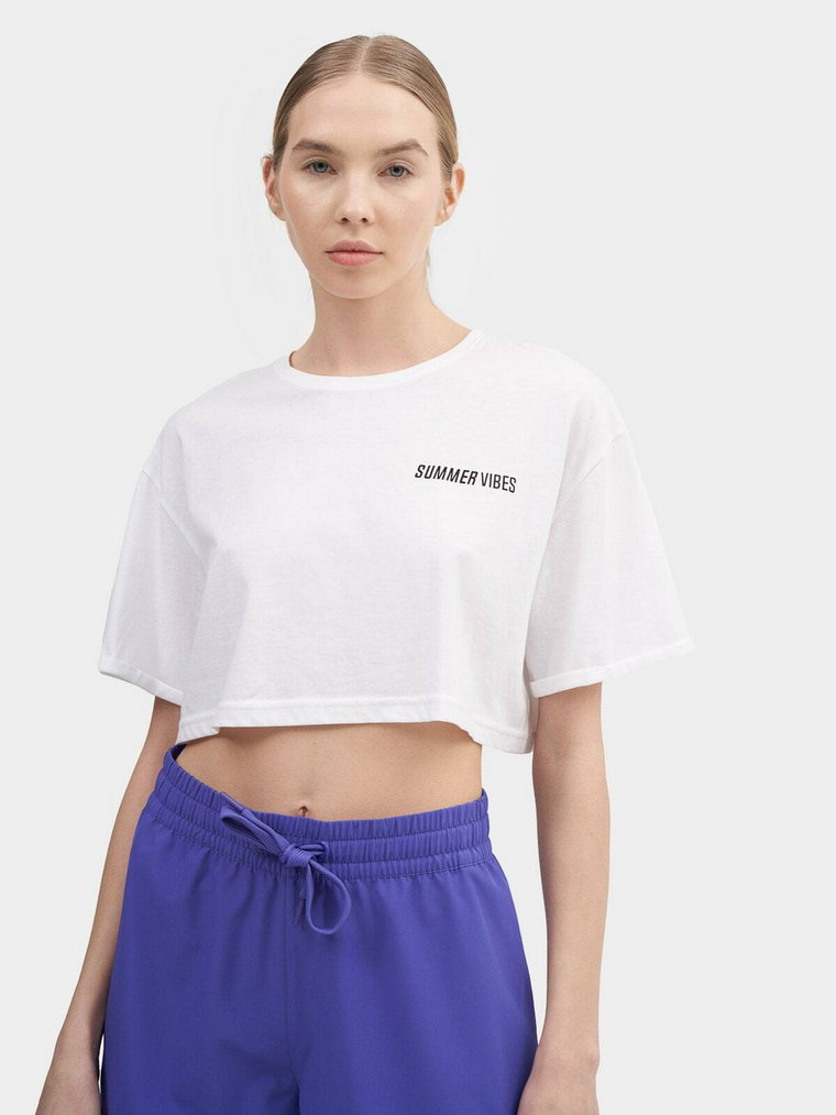 T-shirt crop-top gładki damski