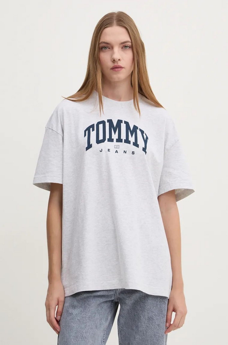 Tommy Jeans t-shirt bawełniany damski kolor szary DW0DW18403