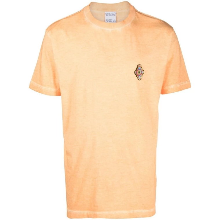 Pomarańczowo-Czerwony Sunset Cross T-Shirt Marcelo Burlon