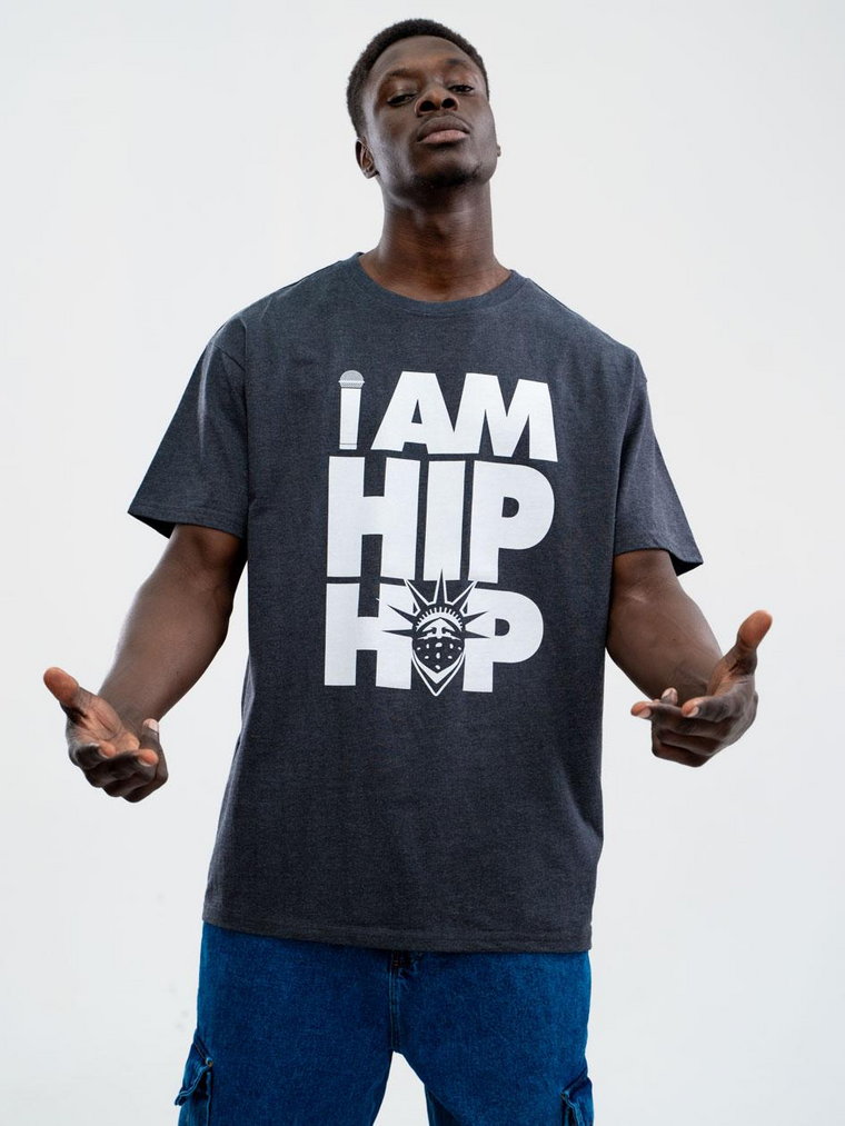 Koszulka Oversize Z Krótkim Rękawem Męska Ciemna Szara Catch Hip Hop
