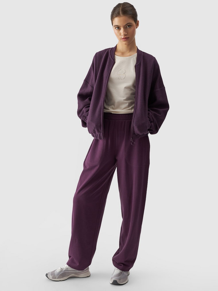 Spodnie dresowe z szerokimi nogawkami damskie - fioletowe