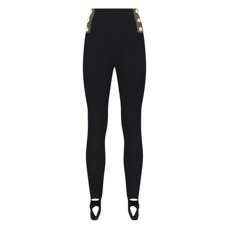 Czarne Legginsy z Rzeźbionym Wzorem Balmain