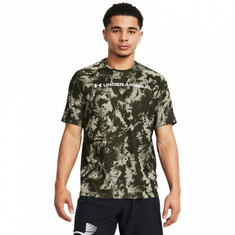 Męska koszulka treningowa Under Armour UA Tech Abc Camo Ss - oliwkowa/khaki