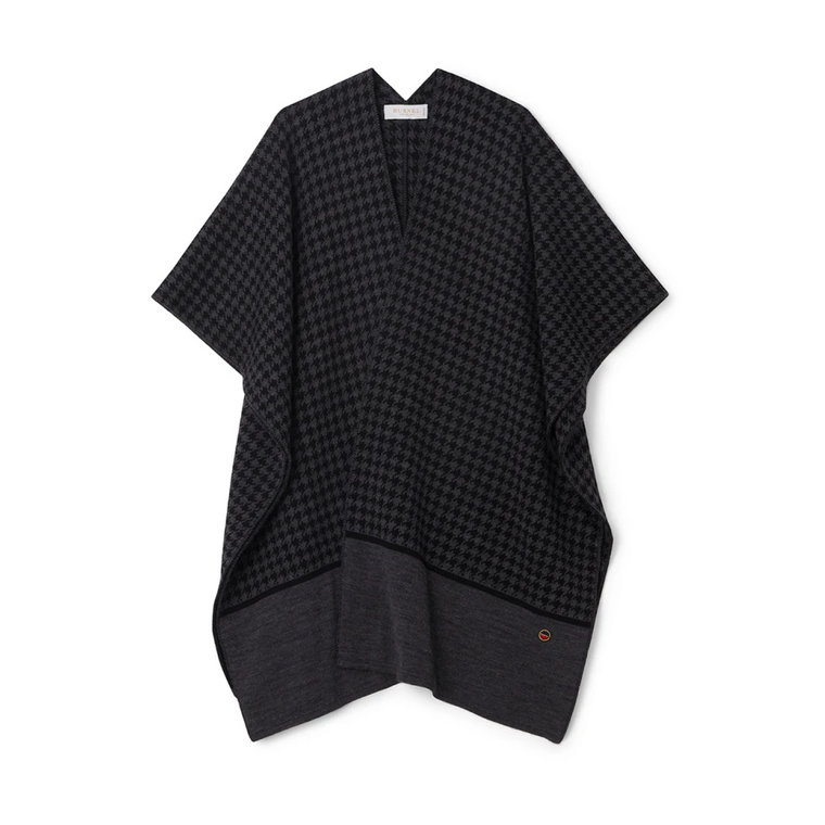 Mio Dogtooth Jacquard Poncho Busnel