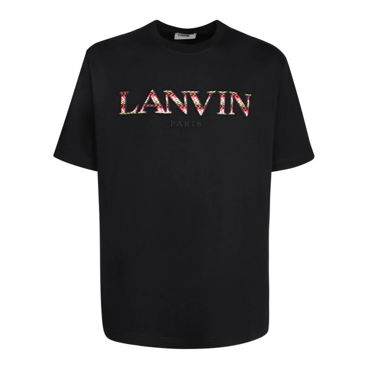 Czarna koszulka z logo i detalami Curb Lanvin