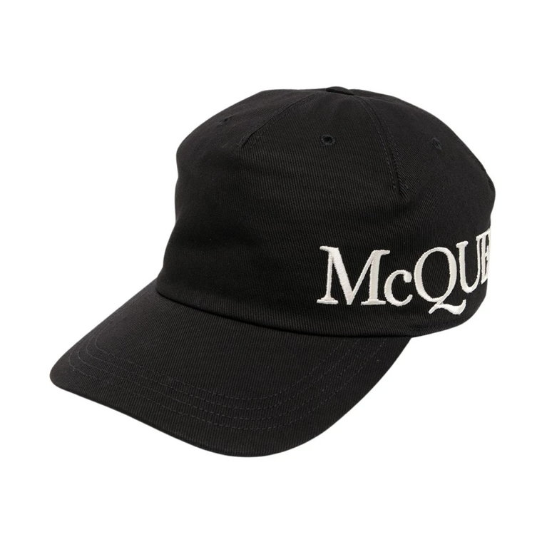 Czarna bawełniana czapka baseballowa dla mężczyzn Alexander McQueen