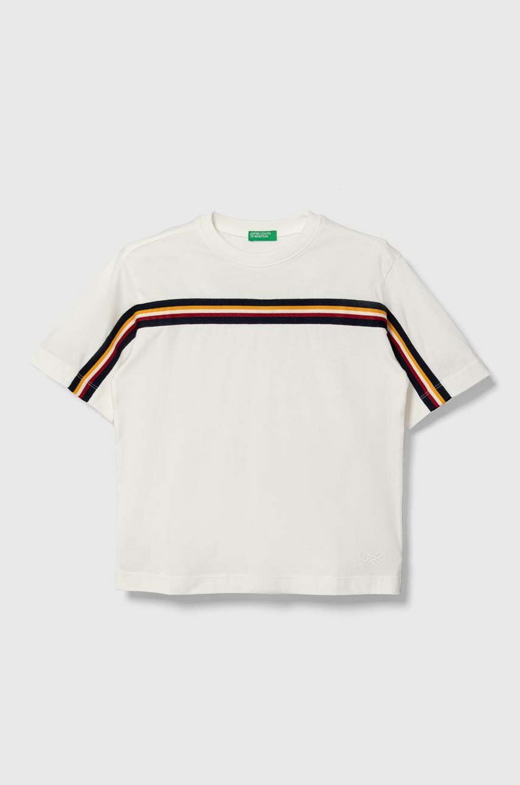 United Colors of Benetton t-shirt bawełniany dziecięcy kolor biały z aplikacją