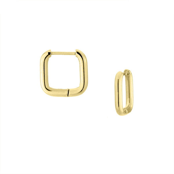 Złote minimalistyczne kwadraty lekkie kolczyki koła ze stali