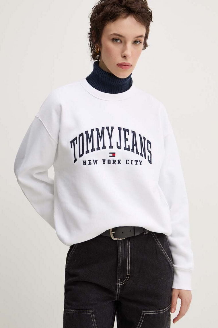 Tommy Jeans bluza damska kolor biały z aplikacją DW0DW19824