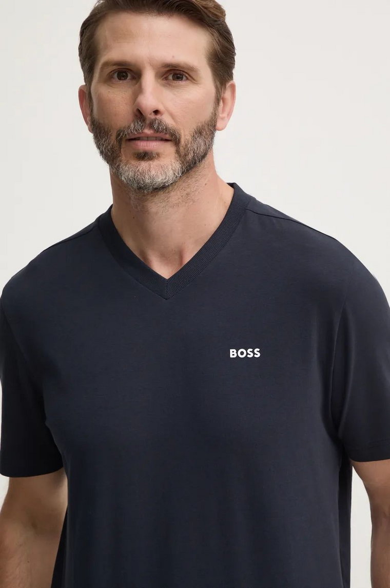 Boss Green t-shirt męski kolor granatowy gładki