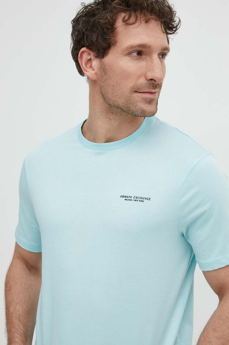 Armani Exchange t-shirt bawełniany męski kolor fioletowy gładki 8NZT91 Z8H4Z NOS