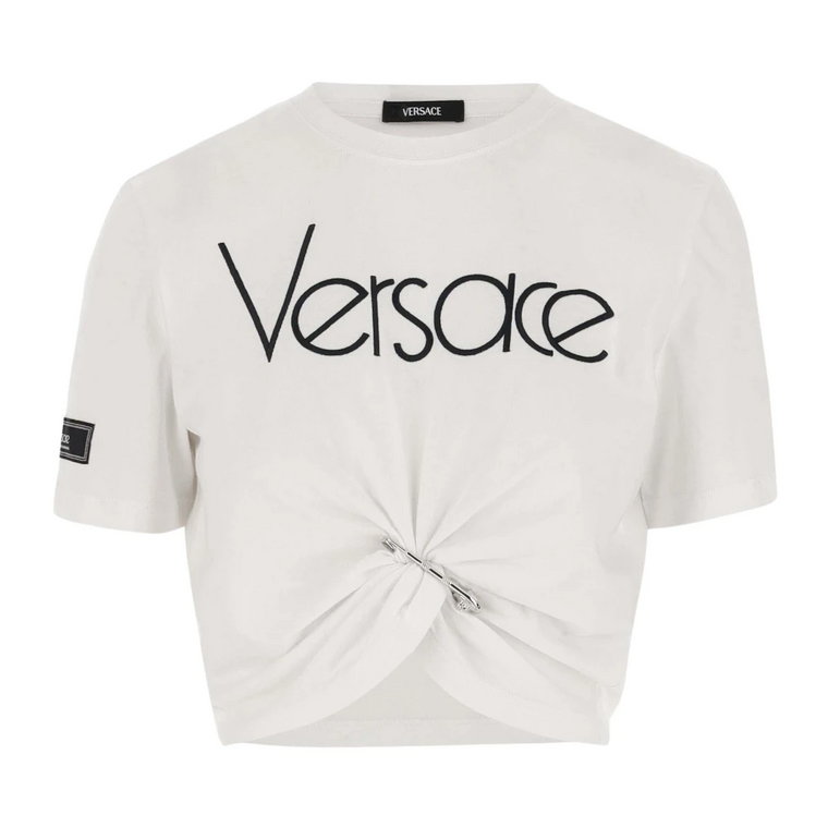 Bawełniana koszulka z nadrukiem logo Versace
