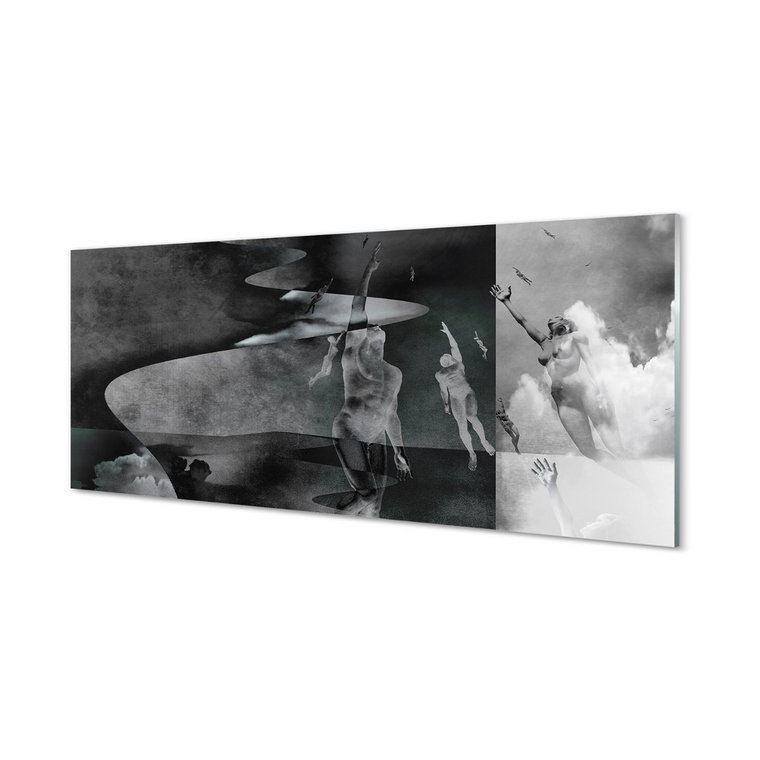 Ścienny panel Niebo czarno białe ludzie 125x50 cm